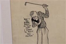 Original Clare Briggs Pen & Ink 'The Farrest Fower' Matted 3 Cell Cartoon Strip