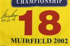 Gary Player Signed 2002 OPEN at Muirfield Screen Flag with Dates Won JSA ALOA