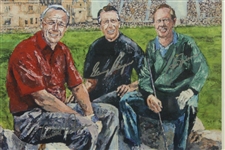 Arnold Palmer, Jack Nicklaus, & Gary Player 'The Big Three' Signed Canvas Print - Swilken Bridge JSA ALOA