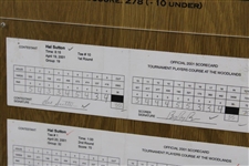 Champion Hal Sutton's Signed Official 2001 Shell Houston Open Thurs-Sunday Scorecards JSA ALOA