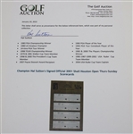 Champion Hal Sutton's Signed Official 2001 Shell Houston Open Thurs-Sunday Scorecards JSA ALOA