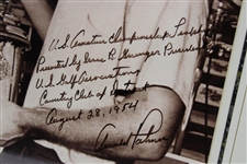Arnold Palmer Perfectly Signed & Fully Inscribed 1954 US Amateur Champ with Trophy Photo - Wow JSA ALOA