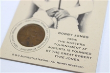Bobby Jones 'Masters Tournament at Augusta is Founded by Bobby Jones' Lincoln Wheat Penny Card - 1934