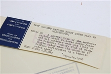 1930 Bobby Jones Columbia C.C. Underwood & U Wire Photo of Final Match During Grand Slam Season 