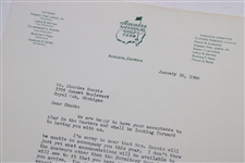 Augusta National Golf Club 1960 Letter to Chuck Kocsis from Mrs Helen Harris - Crow's Nest Content!
