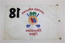 1994 United Airlines Hawaiian Open Championship 18th Hole Winning Flag with Caddie Badge - Brett Ogle Winner