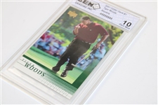 2001 Upper Deck #1 Tiger Woods Rookie Card GEM Mint 10 GEM Grading Inc. Slabbed Card - Bob Burns Collection