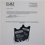 PNC Father & Son Caddie Bibs for Steve Elkington & Son with Contestant Badges for 2012 & 2013