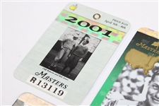 2001, 2002, & 2005 Masters Tournament SERIES Badges - Tiger Woods Masters Wins