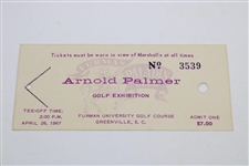 1967 Arnold Palmer Exhibition at Furman University Golf Course Program & Ticket #3539