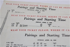 1966 Masters Tournament Thursday, Friday, & Saturday Pairing Sheets - Jack Nicklaus Winner
