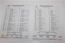 Seven (7) Masters Tournament Thursday Pairing Sheets - 1984, 1989, 1990, 1992, 1995, 1998, & 2005