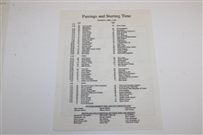 Seven (7) Masters Tournament Thursday Pairing Sheets - 1984, 1989, 1990, 1992, 1995, 1998, & 2005