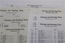Seven (7) Masters Tournament Thursday Pairing Sheets - 1984, 1989, 1990, 1992, 1995, 1998, & 2005