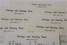 Eight (8) Masters Tournament Friday Pairing Sheets - 1973, 1974, 1975, 1976, 1977, 1978, 1980, & 1982 