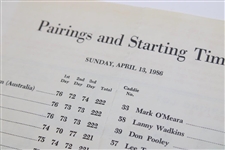 1986 Masters Tournament Sunday Pairing Sheet - Jack Nicklaus Record 6th Masters Win