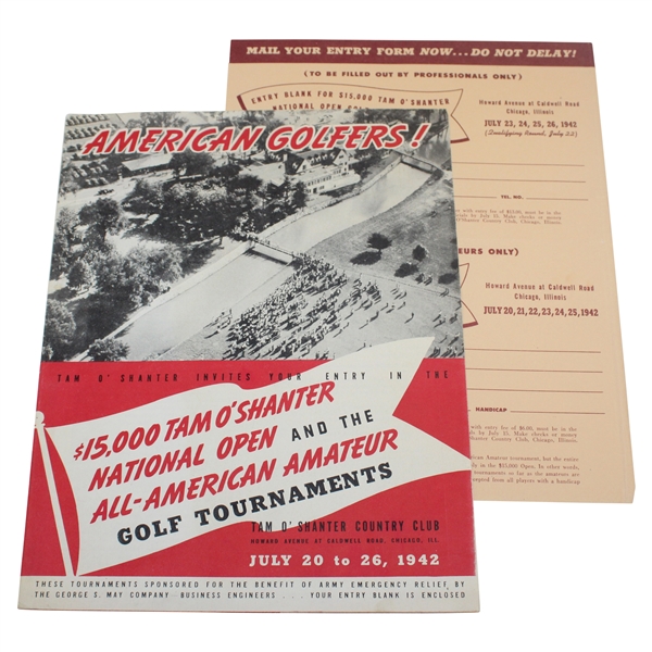 1942 $15k Tam OShanter & All-American Amateur Golf Tournament Invitation & Application Form