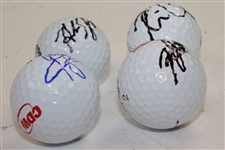 Hideki Matsuyama, Kevin Chappell, Hudson Swafford, & Rafa Cabrera-Bello Signed Golf Balls JSA ALOA