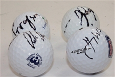 Gary Woodland, Tony Finau, Grayson Murray, & Adam Hadwin Signed Golf Balls JSA ALOA