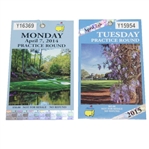 2014 Monday #Y16369 & 2015 Tuesday #Y15954 Masters Tournament Practice Round Tickets