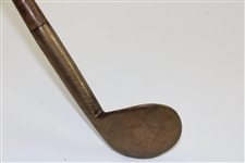 Mid-Late 1800's Brass Head Rut Iron with Deep Concave Face and D.S. Shaft Stamp - Attributed to David Strath