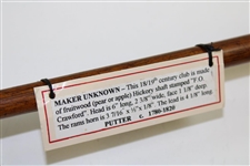 Early 1800's Putter Made of Fruitwood & F.O. Crawford Shaft Stamp 