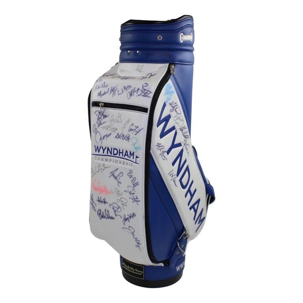 Multi-Signed Wyndham Championship Blue & White Full Size Golf Bag JSA ALOA