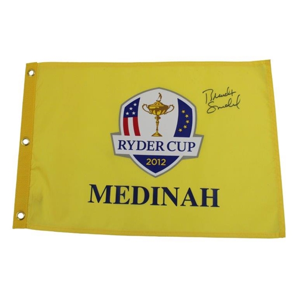 Brandt Snedeker Signed 2012 Ryder Cup Yellow Screen Flag JSA ALOA