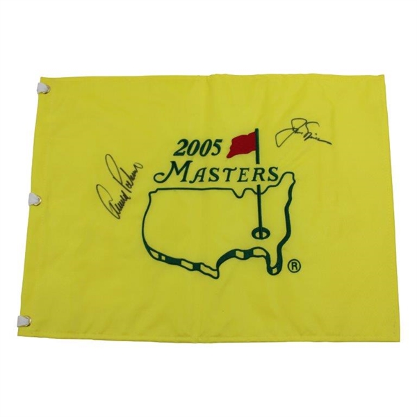 Arnold Palmer & Jack Nicklaus Signed 2005 Masters Embroidered Flag JSA ALOA