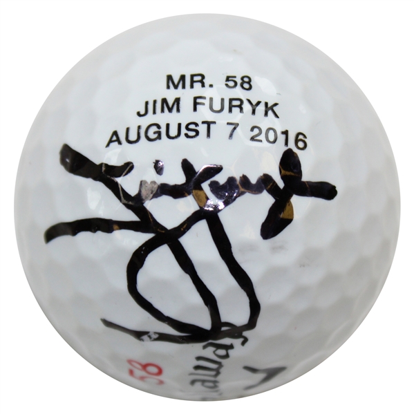 Jim Furyk Signed "Mr 58" Logo Ball with 58 Notation BECKETT #BB09274