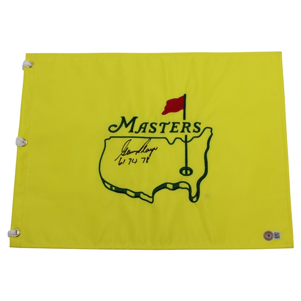 Gary Player Signed Undated Masters Embroidered Flag with Dates Won Flag BECKETT #BB09288