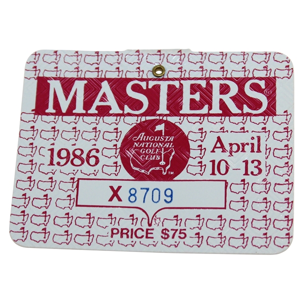 1986 Masters Tournament SERIES Badge #X8709 - Jack Nicklaus Winner