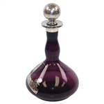 Purple Golf Themed Sterling Overlay on Glass Decanter with Bulbous Bottom