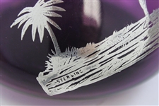 Purple Golf Themed Sterling Overlay on Glass Decanter with Bulbous Bottom