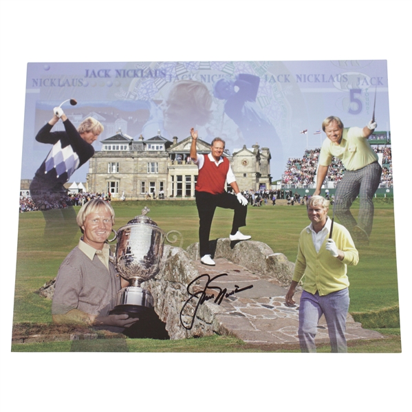 Jack Nicklaus Signed 8x10 Major Championships Highlight Collage Photo JSA ALOA