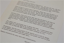 Arnold Palmer Signed 1972 Job Reference Letter For Patty Aikens JSA ALOA