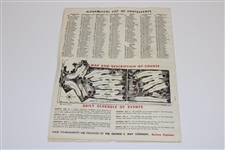 1947 All-American Golf Pairing Sheet & Ticket - Bobby Locke Win - Joe Louis Played