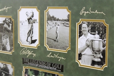 Legends of Golf Deluxe Display with Jones, Hagen, Hogan, Woods, Big 3, Snead, Nelson - Framed