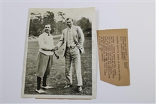Five (5) Various Walter Hagen Photographs - Some with Estate Letters