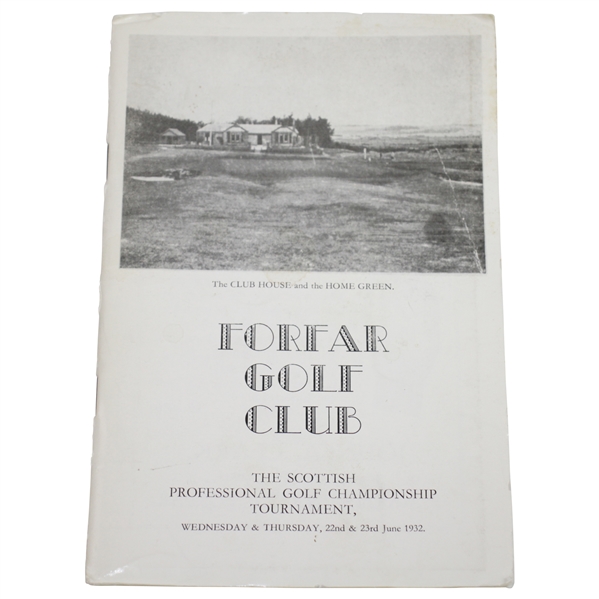 1932 Scottish Professional Golf Tournament at Forfar Golf Club Program/Booklet