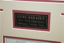 Gene Sarazen Signed Personal Check with 1922 PGA Champ Photo Display - Framed JSA ALOA