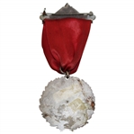 Circa Early 1890's Ardsley Club Monthly Handicap Medal with Decorative Pin & Ribbon - Enameled Flag