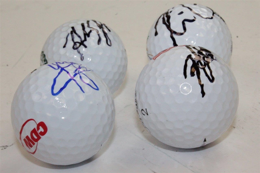 Hideki Matsuyama, Kevin Chappell, Hudson Swafford, & Rafa Cabrera-Bello Signed Golf Balls JSA ALOA