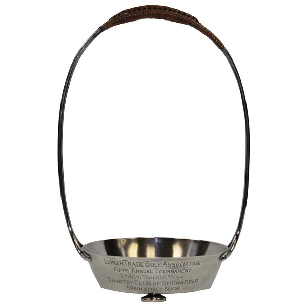 1910 Lumber Trade Golf Association Fifth Annual Tournament Silver Plate Carrying Tray Trophy with Rattan Covered Handle