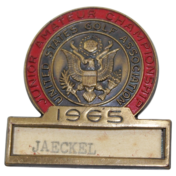 Barry Jaeckels 1965 US Junior Amateur Open Golf Championship Contestant Badge