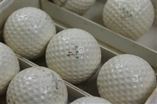 Vintage Abercrombie & Fitch Co. Monogram Golf Ball Box with 8 B.R.B. Golf Balls