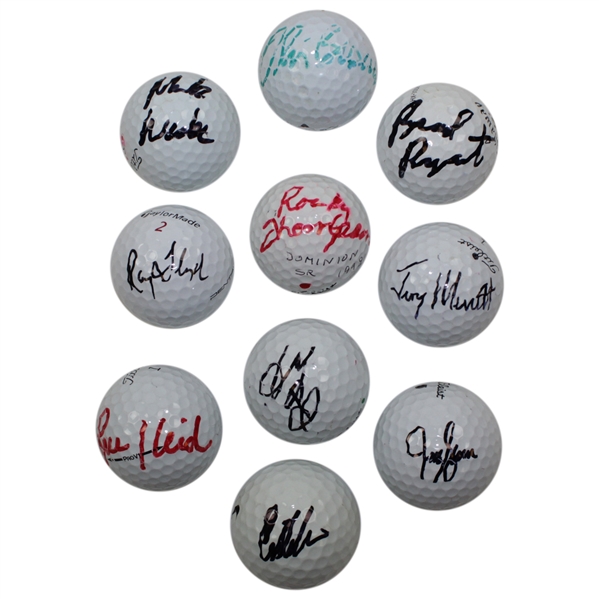 Ten (10) Signed Personal Tournament Used Golf Balls - Floyd, Stadler, Sluman & more JSA ALOA