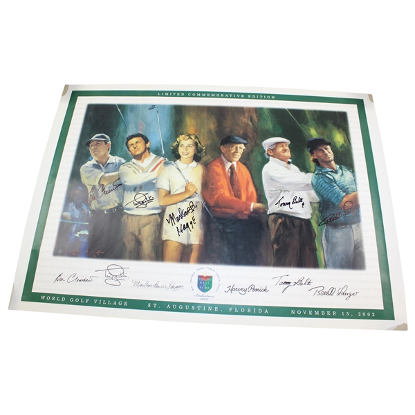 2002 World Golf Hall of Fame Poster Signed by Five (5) Inductees JSA ALOA