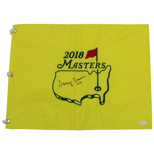 Tommy Aaron Signed 2018 Masters Embroidered Flag with 73 Notation JSA #V27395