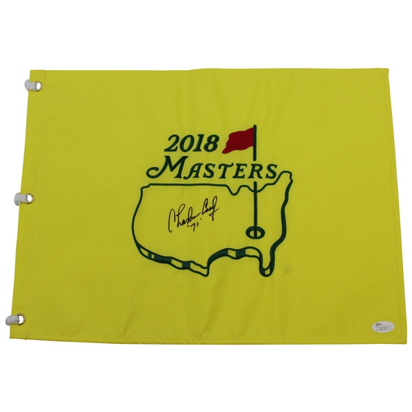 Charles Coody Signed 2018 Masters Embroidered Flag with 71 Notation JSA #V27397